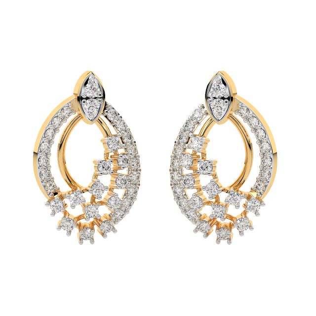 Grey Round Diamond Stud Earrings